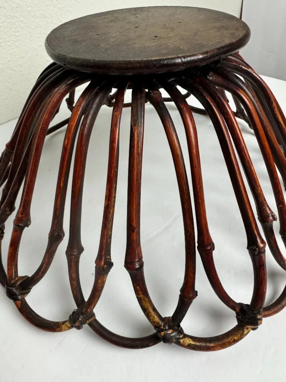 Vintage Bentwood  Bamboo Fruit Bowl Bucket 70s Retro Decor